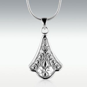 Victorian Tear 14k White Gold Cremation Jewelry - Engravable