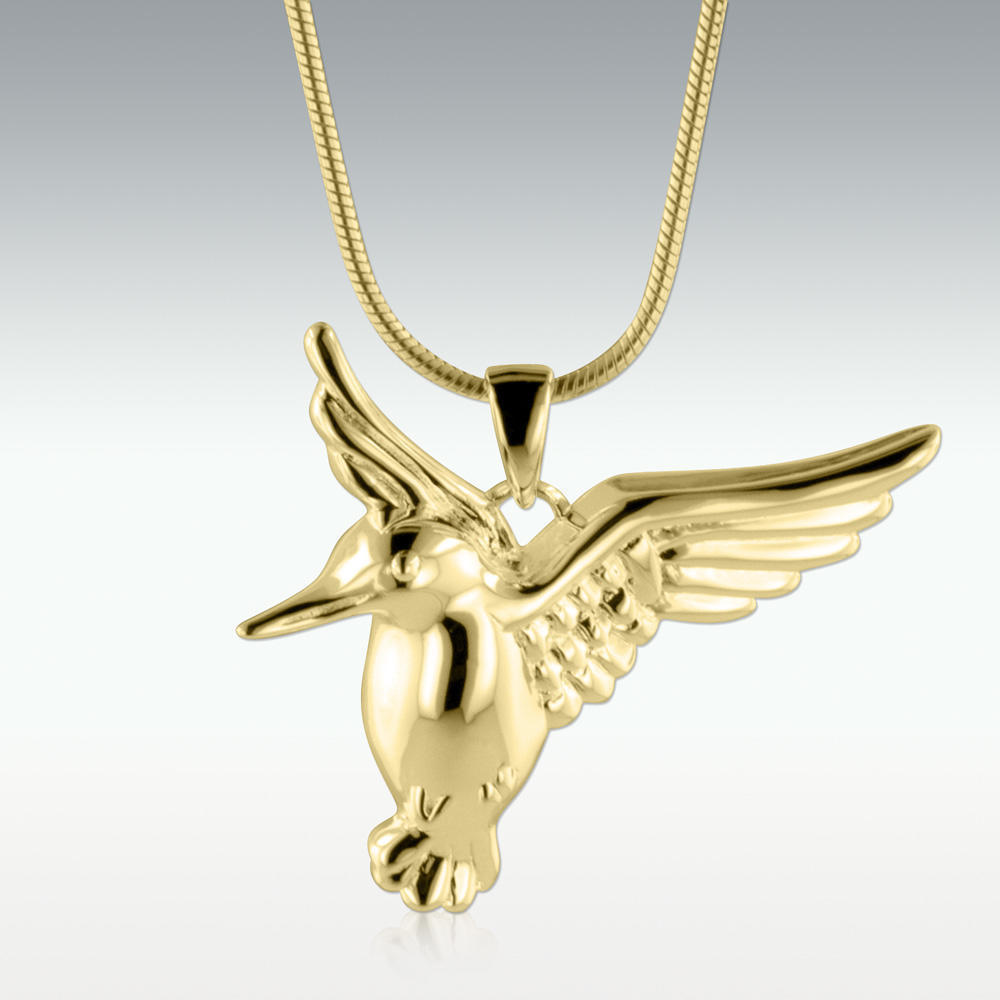 14K Hummingbird Necklace, Solid Yellow gold Sterling Silver, One of a – Jen  Volkodav Jewelry Design
