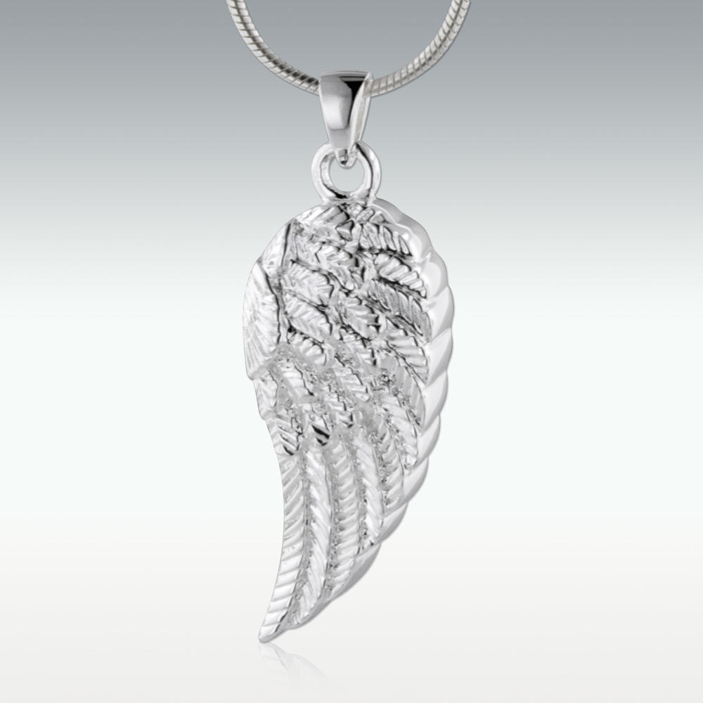Wing of an Angel 10k White Gold Urn Jewelry - Perfect Memorials