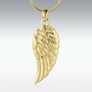 Wing of an Angel Solid 10k Gold Cremation Jewelry - Engra