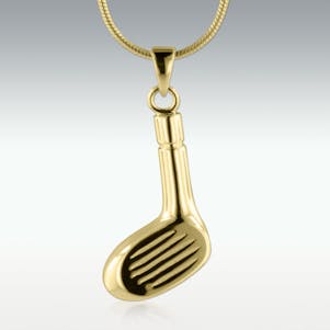 Golf Club Solid 14k Gold Cremation Jewelry - Engravable