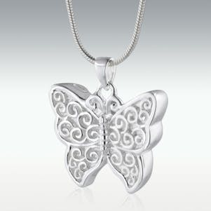 Filigree Butterfly Sterling Silver Cremation Jewelry -Engravable