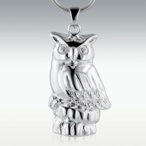 Owl Sterling Silver Cremation Jewelry - Engravable