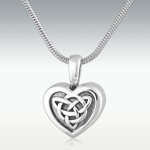 Celtic Heart 14k White Gold Cremation Jewelry - Engravable