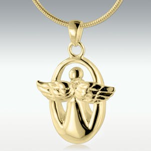 Follow Me Angel Solid 14k Gold Cremation Jewelry - Engravable