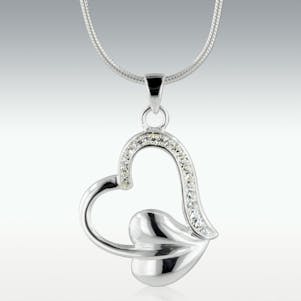 Shining Love 14k White Gold Cremation Jewelry