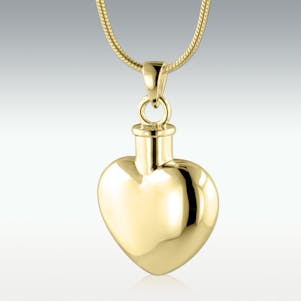 Everlasting Heart Solid 14k Gold Cremation Jewelry -Engravable