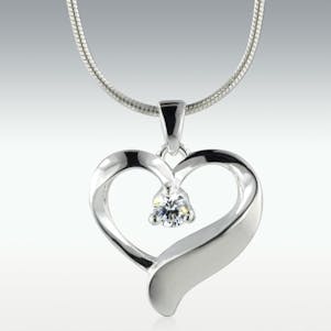 Shimmering Love 14k White Gold Cremation Jewelry - Engravable