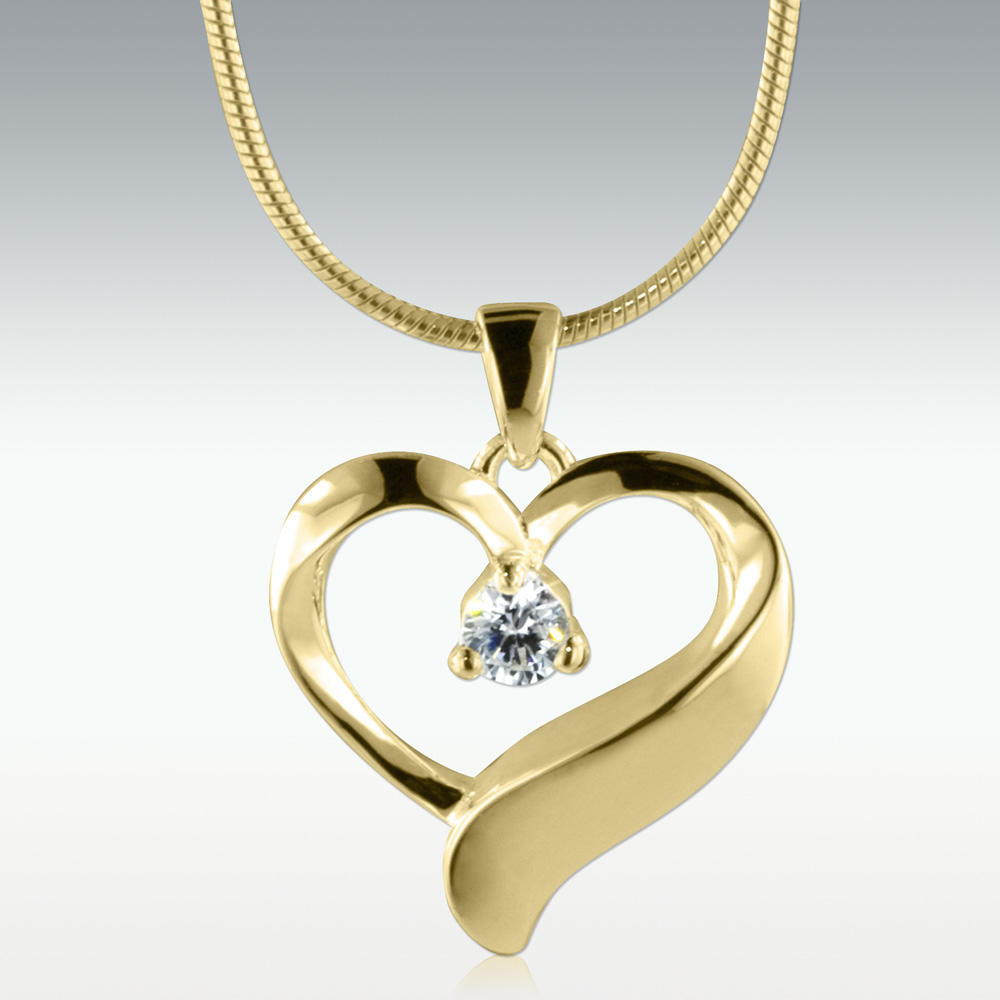 United Heart 14k Gold Vermeil Cremation Jewelry - Perfect Memorials