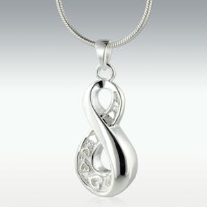 Infinity Love Solid 14k White Gold Cremation Jewelry -Engravable