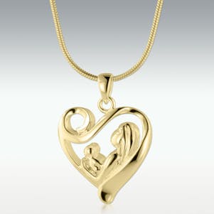 Mother & Child Heart Solid 14k Gold Cremation Jewelry
