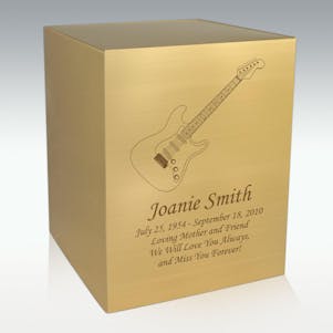 Electric Guitar Bronze Cube Cremation Urn - Engravable