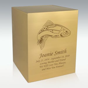 Fish Bronze Cube Cremation Urn - Engravable