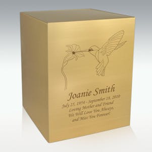 Hummingbird Bronze Cube Cremation Urn - Engravable