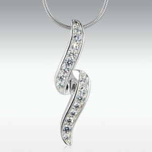 Radiant Ribbon Sterling Silver Cremation Jewelry - Engravable