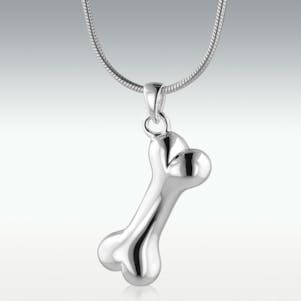Dog Bone II Sterling Silver Cremation Jewelry - Engravable