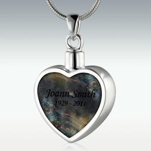 Starry Night Inlay Heart Sterling Silver Memorial Jewelry