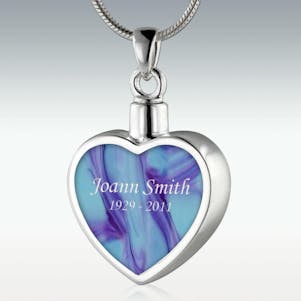 Indian Princess Inlay Heart Sterling Silver Memorial Jewelry