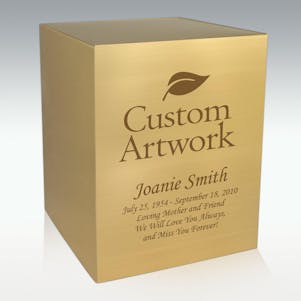 Custom Artwork Bronze Cube Cremation Urn - Engravable