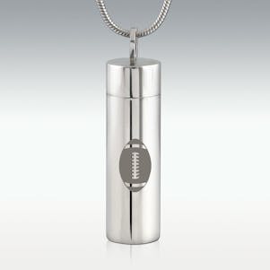 Football Cylinder Stainless Steel Cremation Jewelry - Engravable