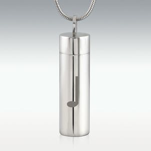 Quarter Note Cylinder Stainless Steel Cremation Jewelry