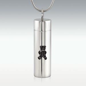 Teddy Bear Cylinder Stainless Steel Cremation Jewelry Engravable
