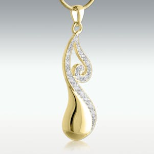 Jazzy Teardrop Solid 14k Gold Cremation Jewelry - Engravable