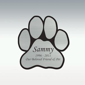 Small Paw Print Silver Unique Shaped Engraved Plate