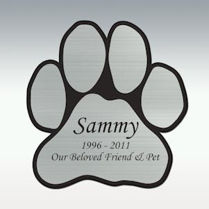 Paw Print Silver Unique Shaped Engraved Plate