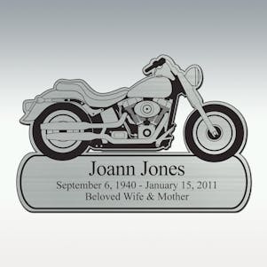 Motorcycle Silver Unique Shaped Engraved Plate