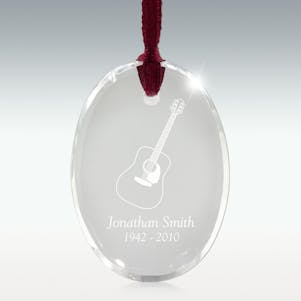 Acoustic Guitar Oval Crystal Memorial Ornament - Free Engraving