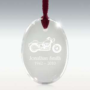 Motorcycle Oval Crystal Memorial Ornament - Free Engraving