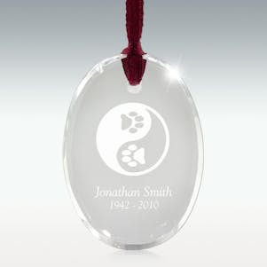 Paw Yin-Yang Oval Crystal Memorial Ornament - Free Engraving