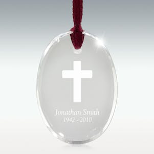 Oval Crystal Memorial Ornament - Free Engraving