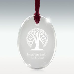 Tree Of Life Oval Crystal Memorial Ornament - Free Engraving