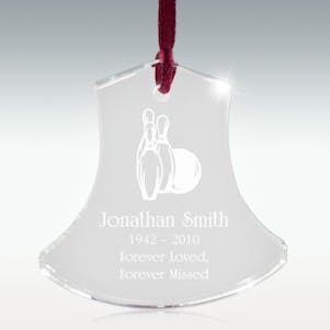 Bowling Crystal Bell Memorial Ornament - Free Engraving