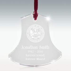 Dept Of Army Crystal Bell Memorial Ornament - Free Engraving