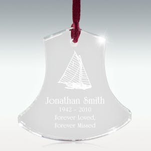 Sailboat Crystal Bell Memorial Ornament - Free Engraving