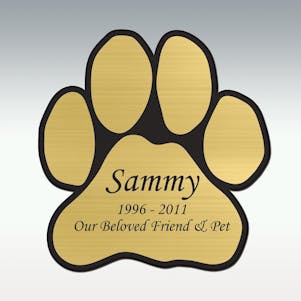 Paw Print Gold Unique Shaped Engraved Plate
