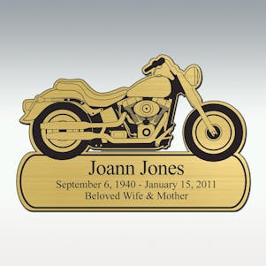 Motorcycle Gold Unique Shaped Engraved Plate