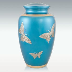 Large Blue Butterfly Cremation Urn - Engravable
