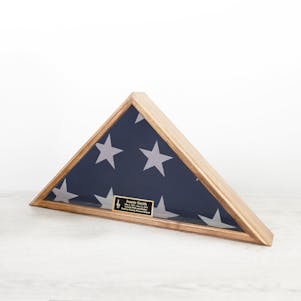 Veteran Solid Oak Flag Case - Engravable
